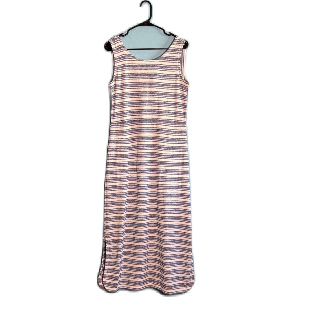 Talbots Tie Back Blue and White Striped Maxi Dress Size SP